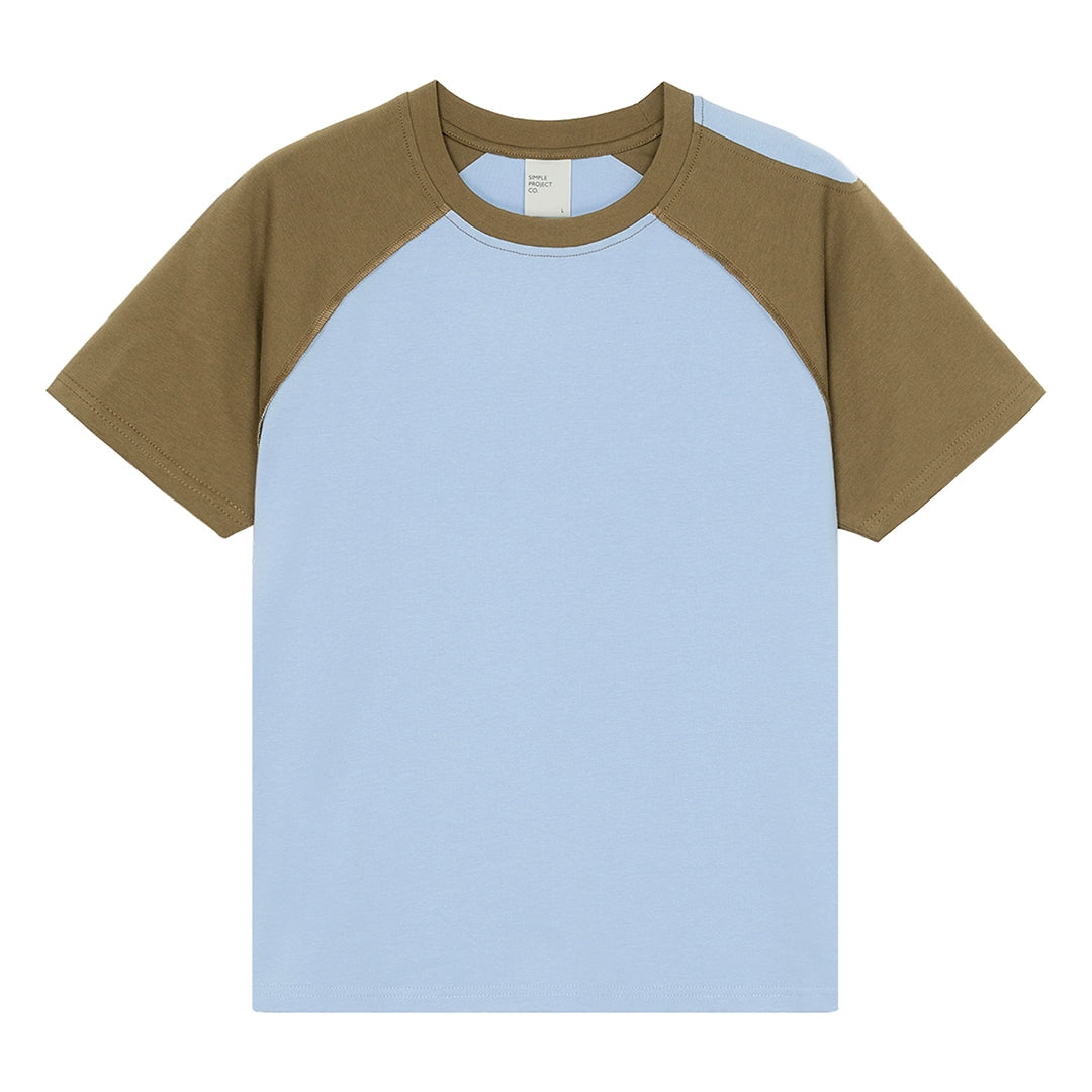 Cut-out panel raglan short sleeve T-shirt