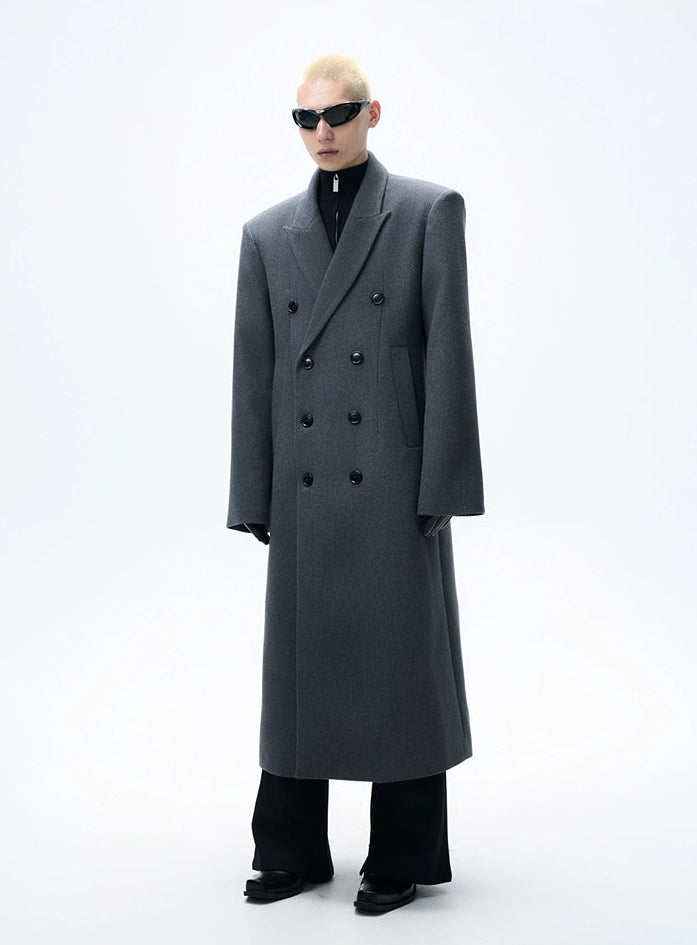 Long Double-Breasted  Wool Coat