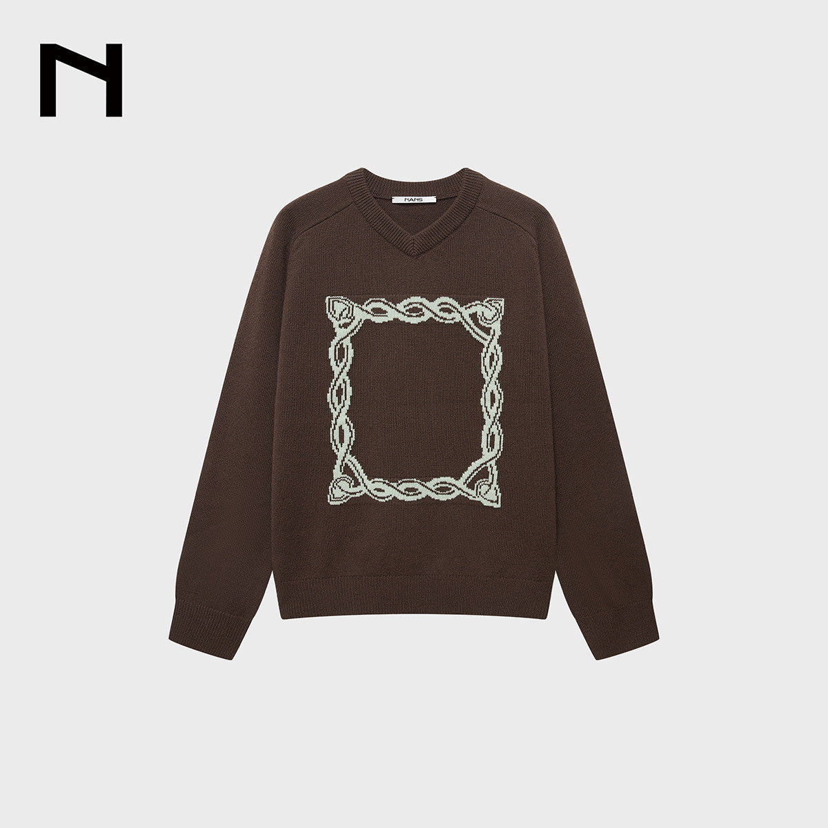 Cashmere Knotted Jacquard V-Neck Knit
