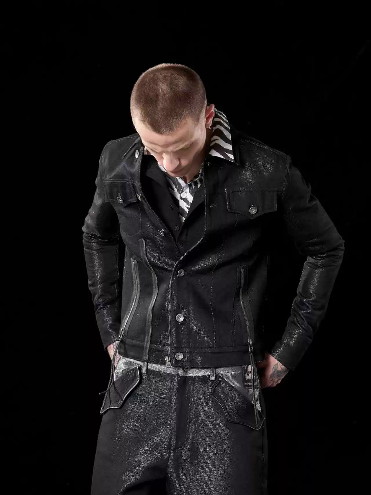 silver weave denim jacket