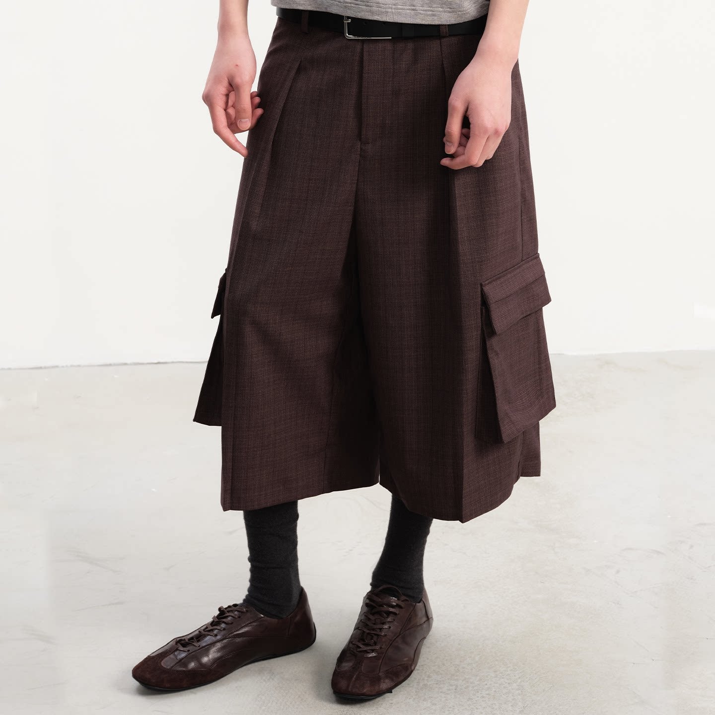 Plaid Pleated Cargo shorts