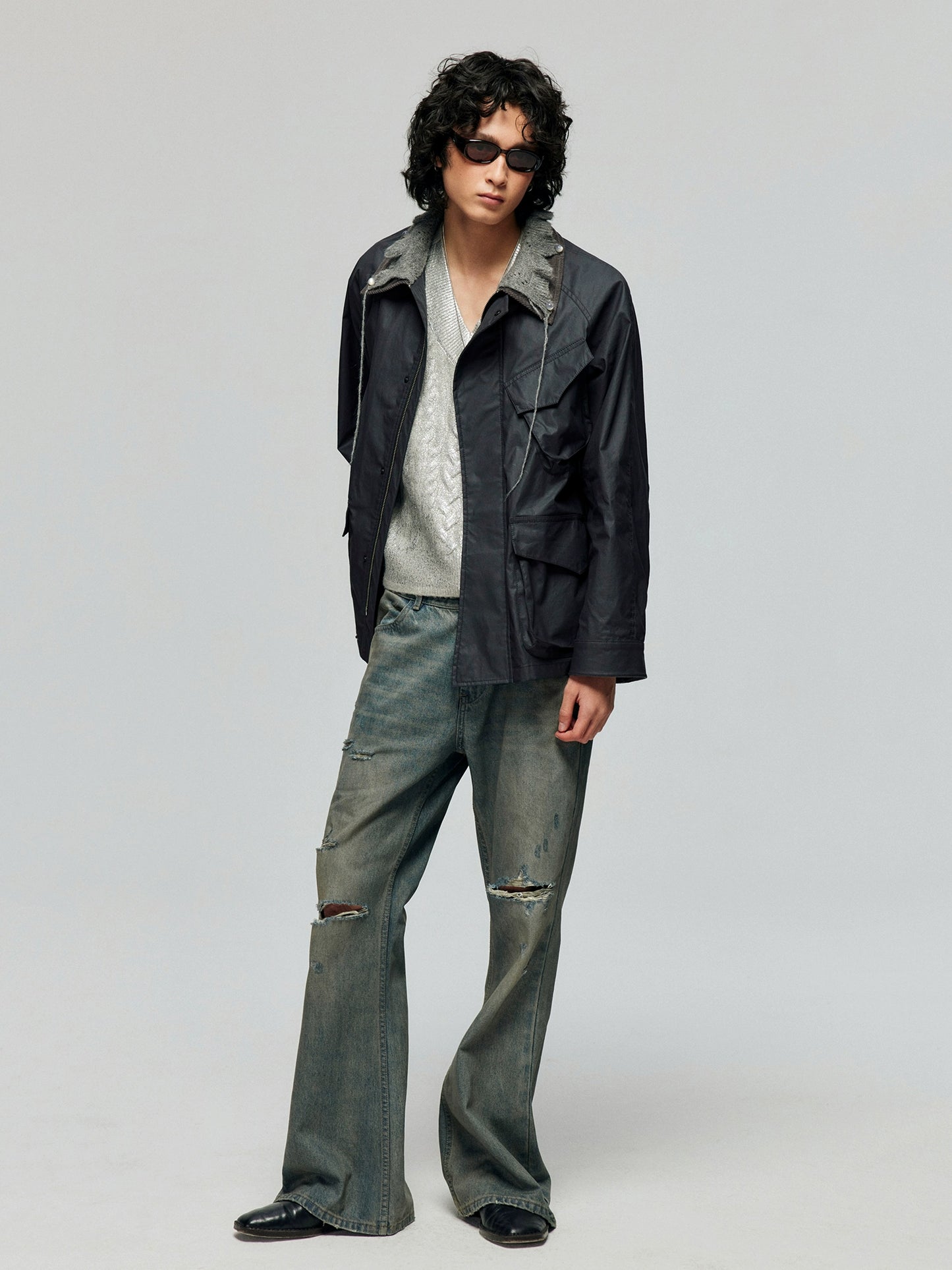 vintage distressed bootcut jeans