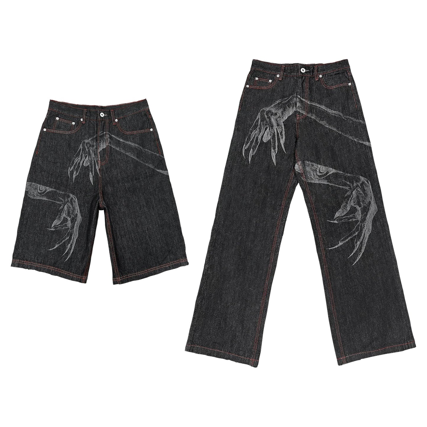 "GHOST HAND" DEVORÉ Straight Denim