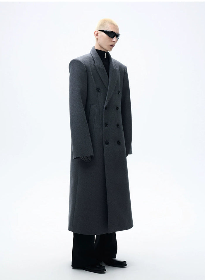 Long Double-Breasted  Wool Coat