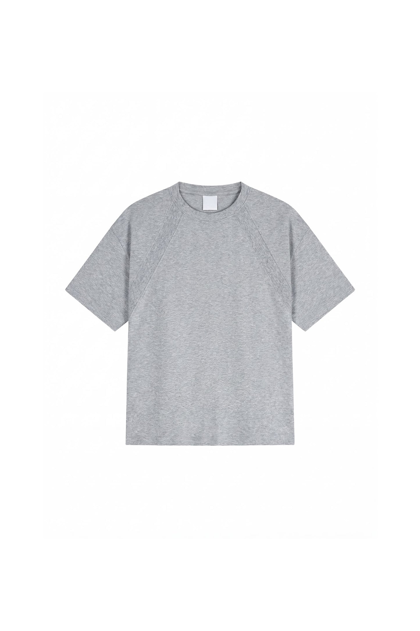 2-line patchwork short-sleeve T-shirt