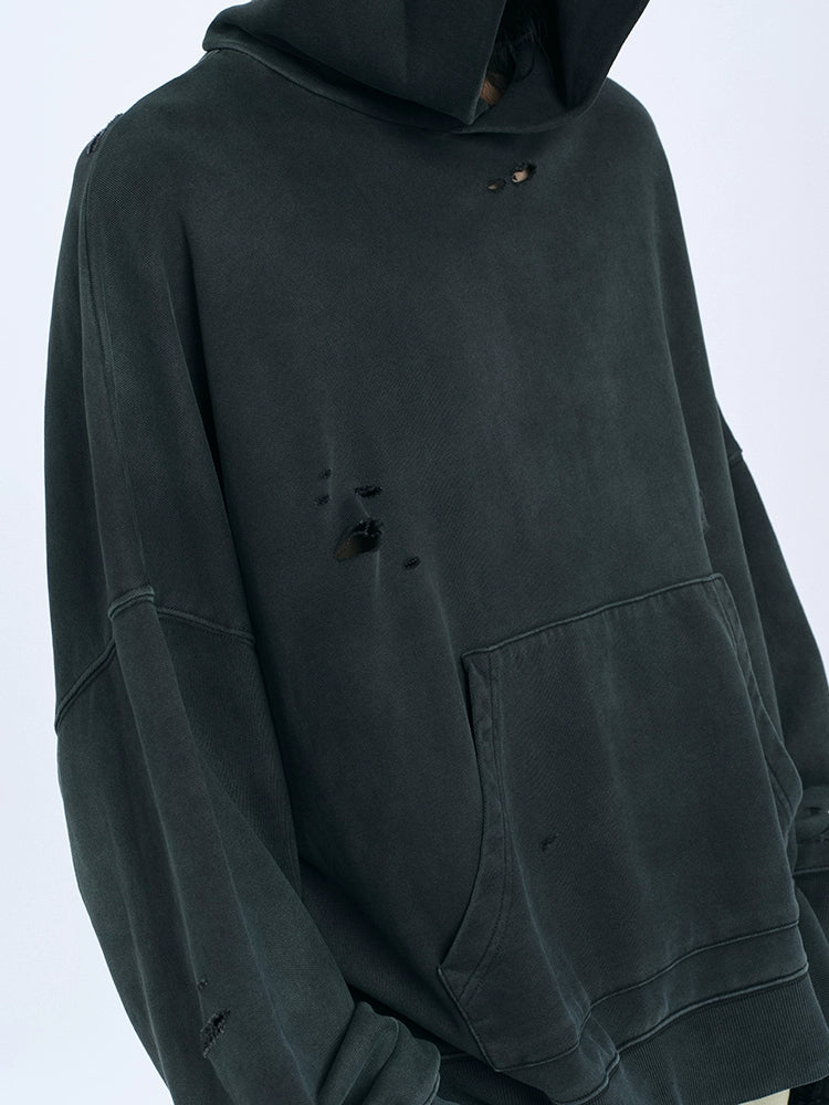 Vintage Wash Distressed Hoodie