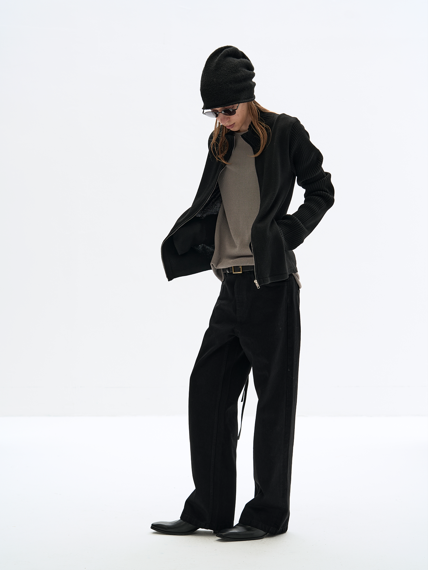 Light-Washed Leather Rope Jeans