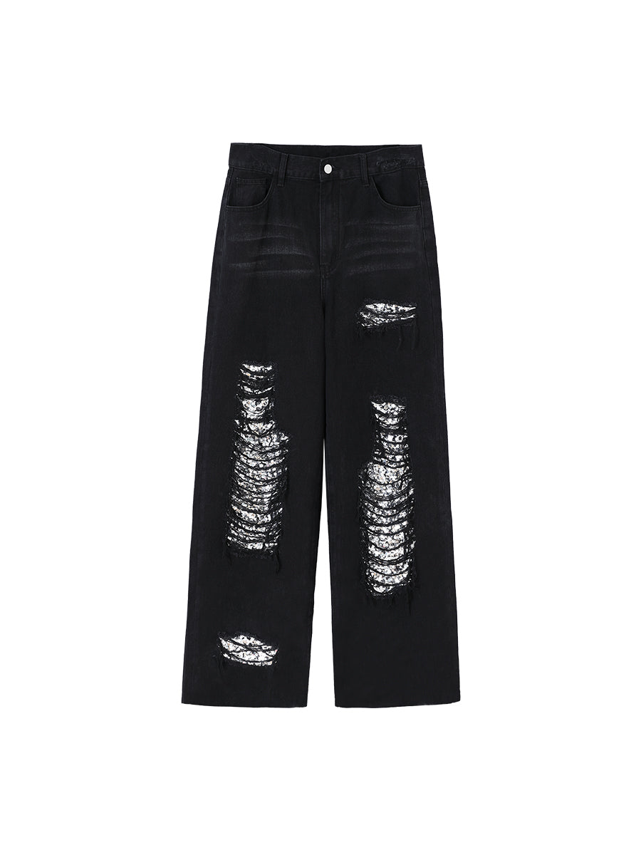 Ripped Wash Damaged glitter jeans