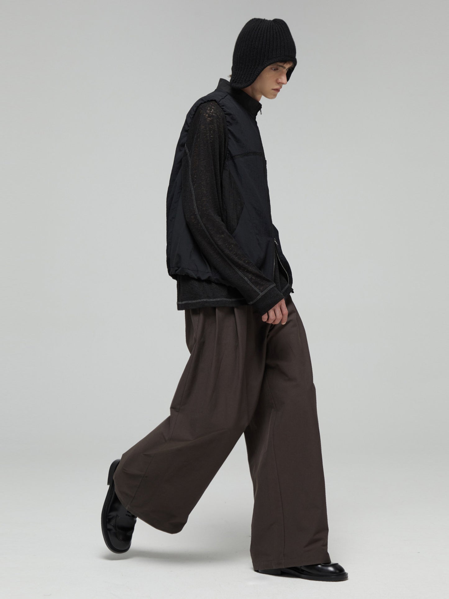 Panelled Stand-Collar Vest