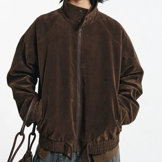 Suede Buckle Harrington jacket