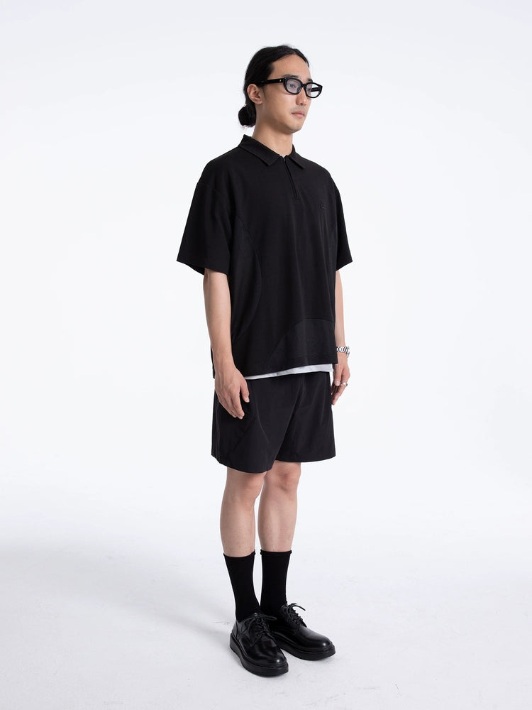 Mesh Panel Zip Polo