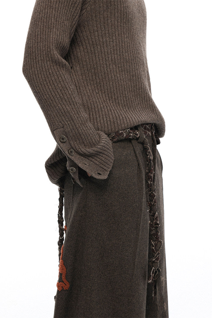 "Retro Ode" side open turtleneck sweater