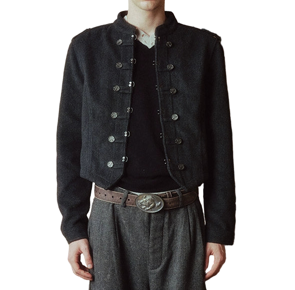 Velvey Napoleon Buttoned Cropped Jacket