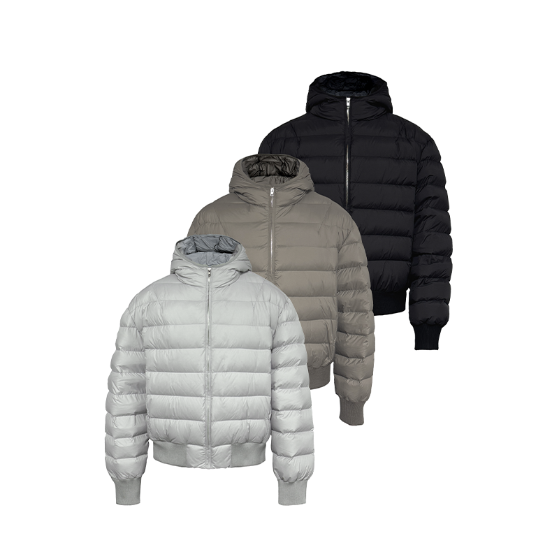 Loose Hooded Pork Rib Down Jacket