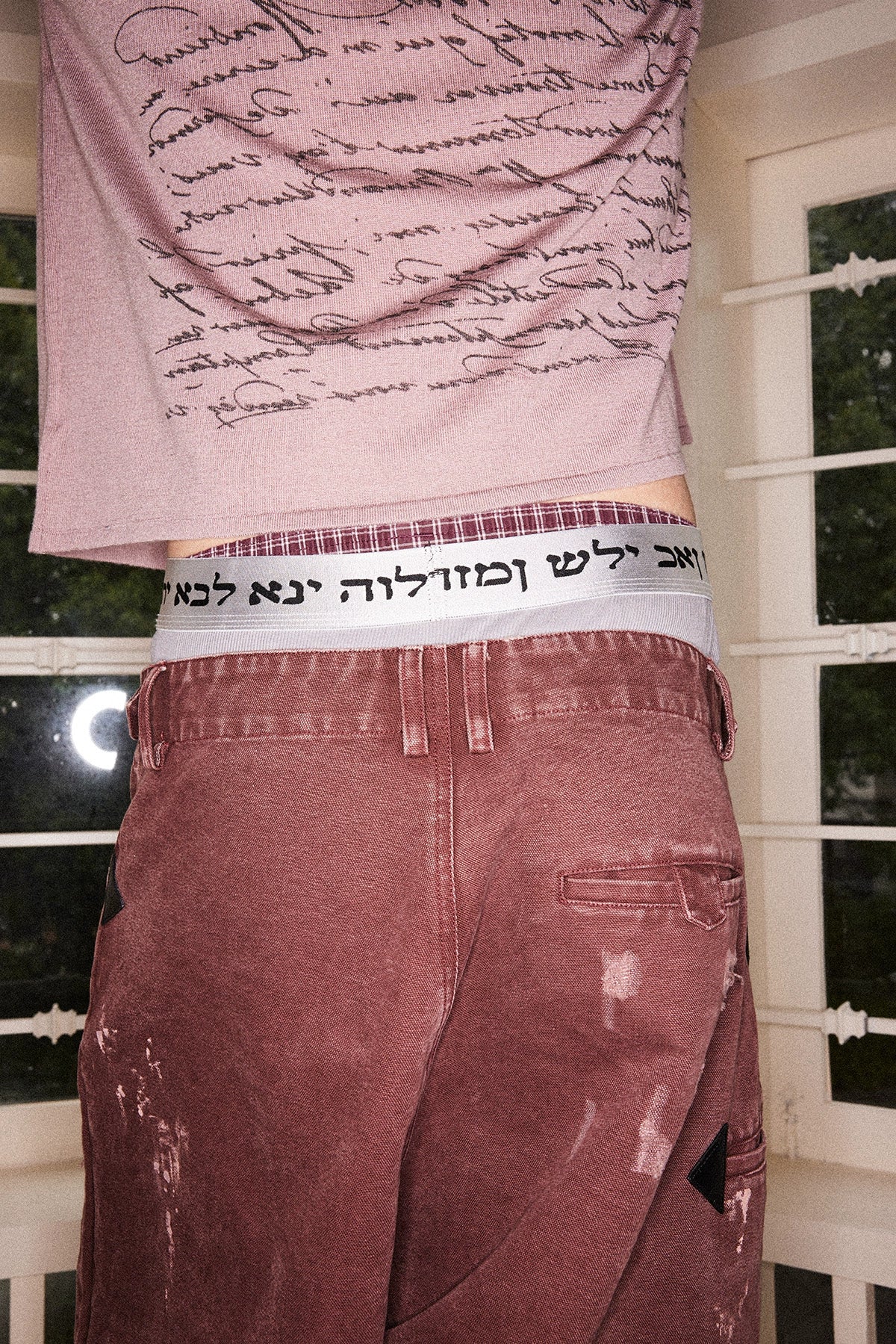 ACETATE TENCEL PIT STRIPED BOXER PANTS