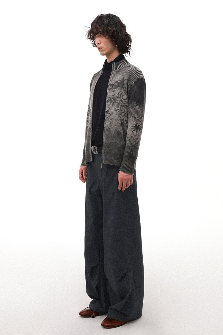 "Grayscale" suit pleated trousers
