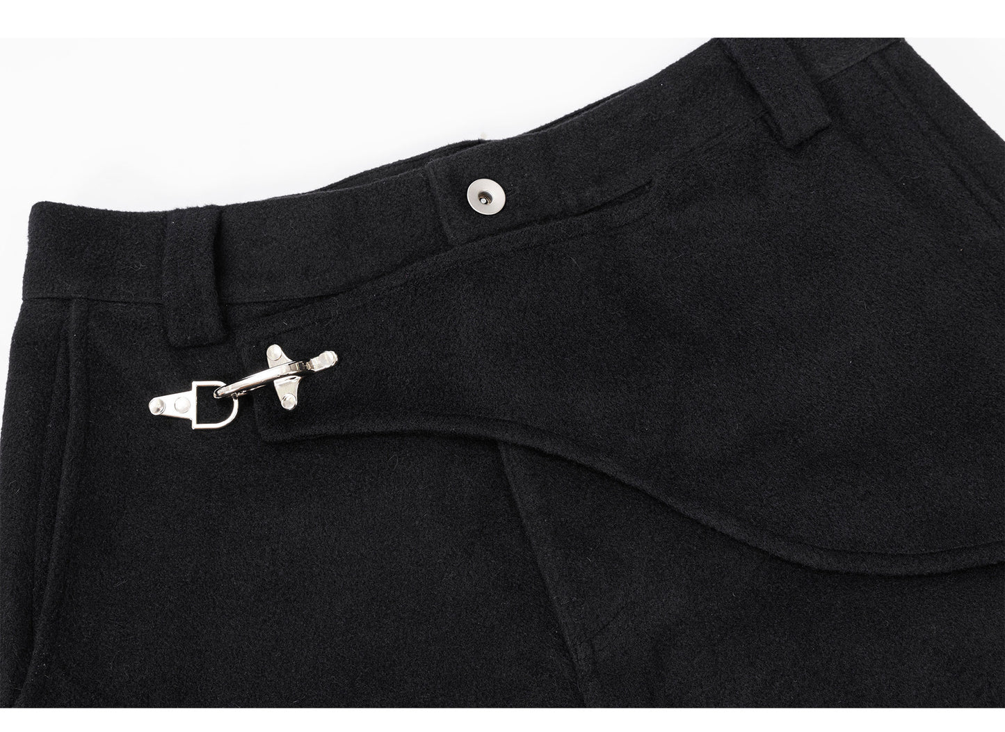 Buckle flip drape wide-leg trousers