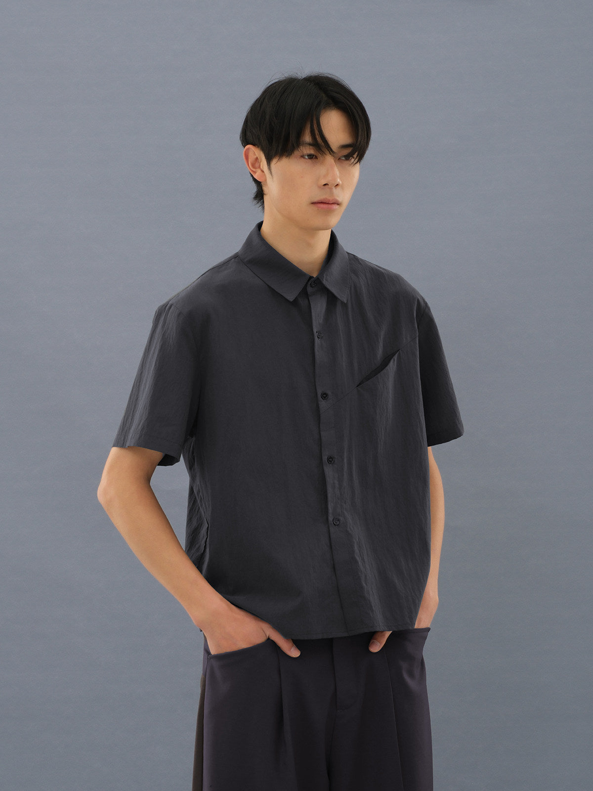 Tencel blend short-sleeved shirt