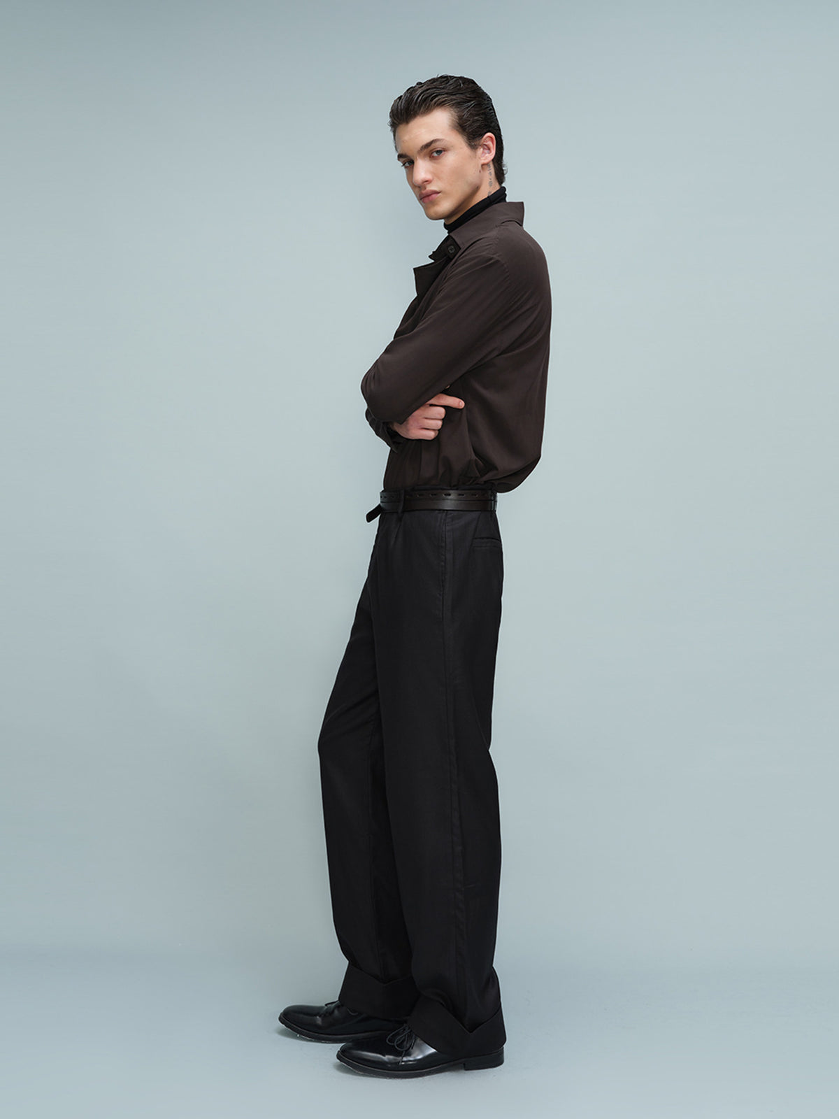 Front swaying collar long sleeve