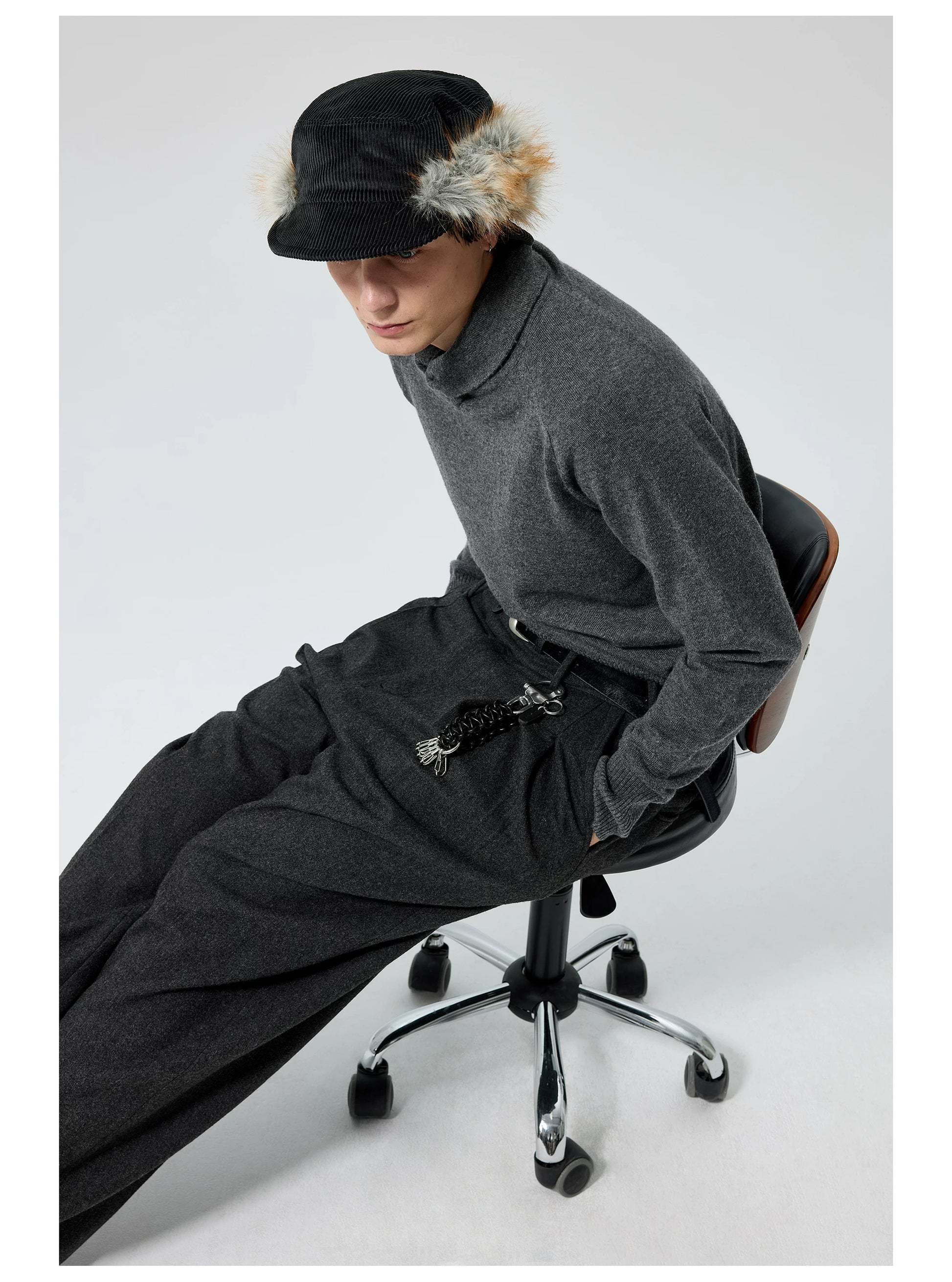 Braided leather keychain