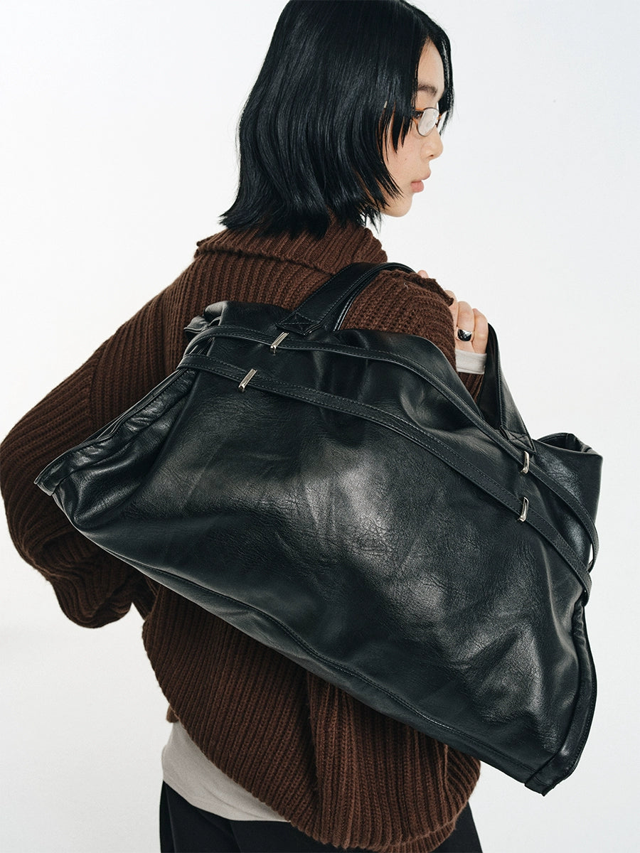 LIMPIDOCULUS TEXTURED PU LEATHER SHOULDER BAG