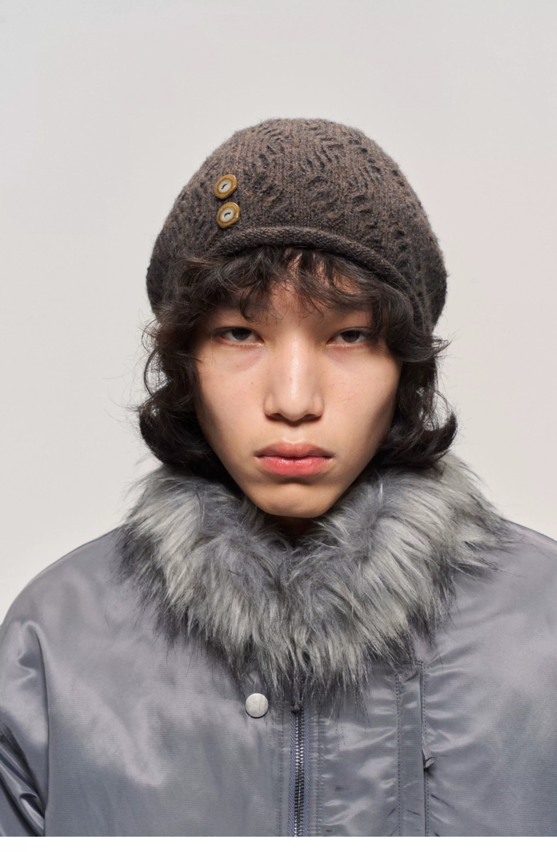 LIMPIDOCULUS Button Wool Beanie