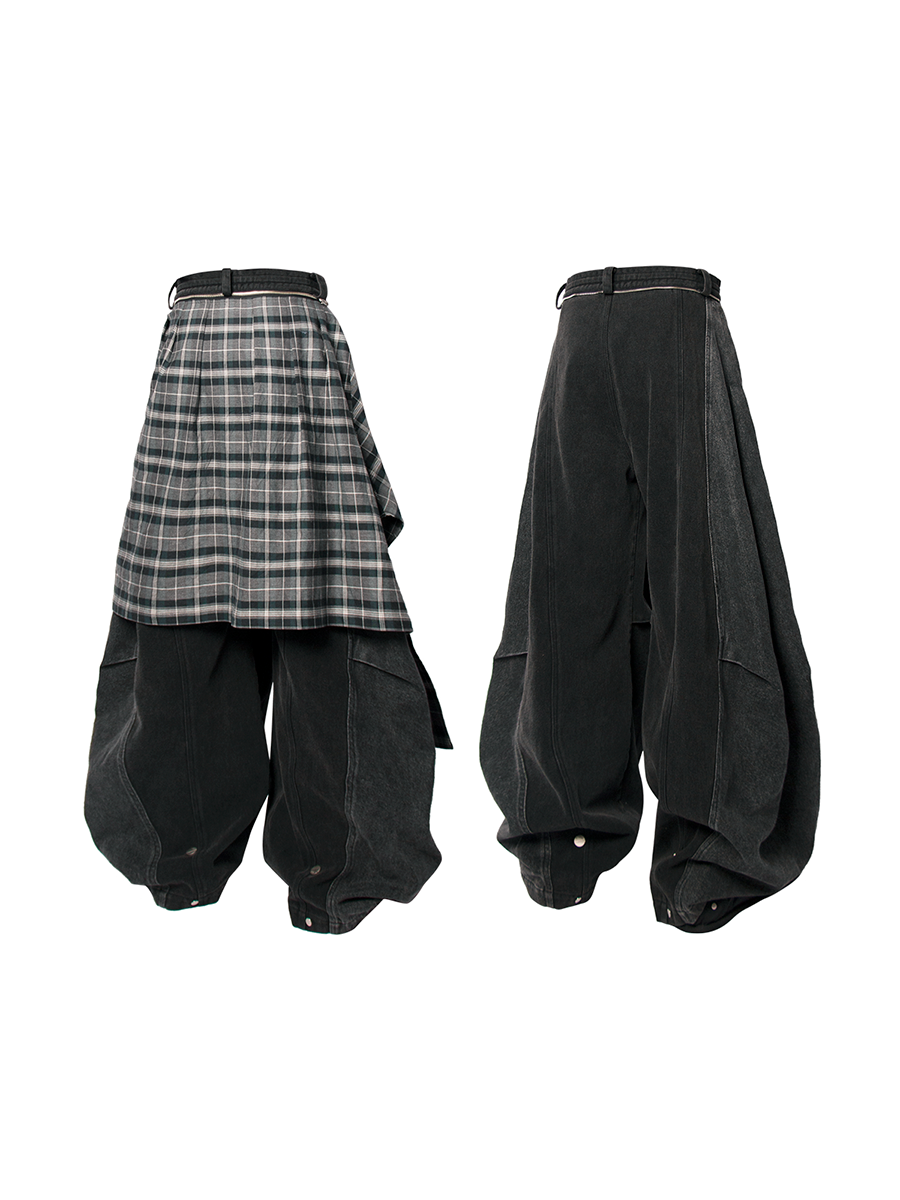 Checked docking Baggy jeans