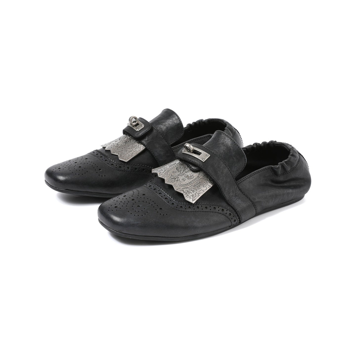 Metal Carved Slip-on Derby