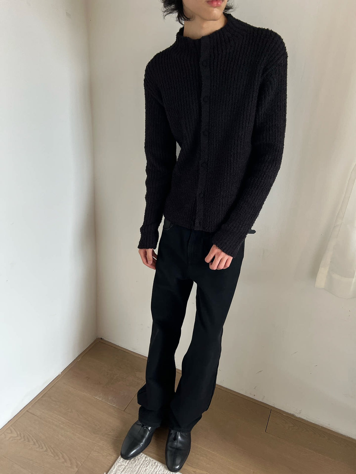 Slim black sweater cardigan