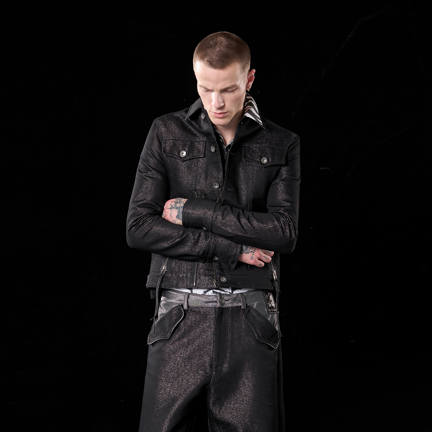 silver weave denim jacket