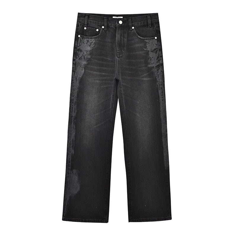 BLACK COATED BOOTCUT JEANS