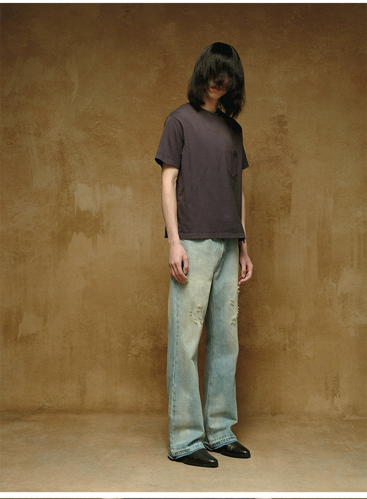 Ice Blue Dirty Bootcut Jeans