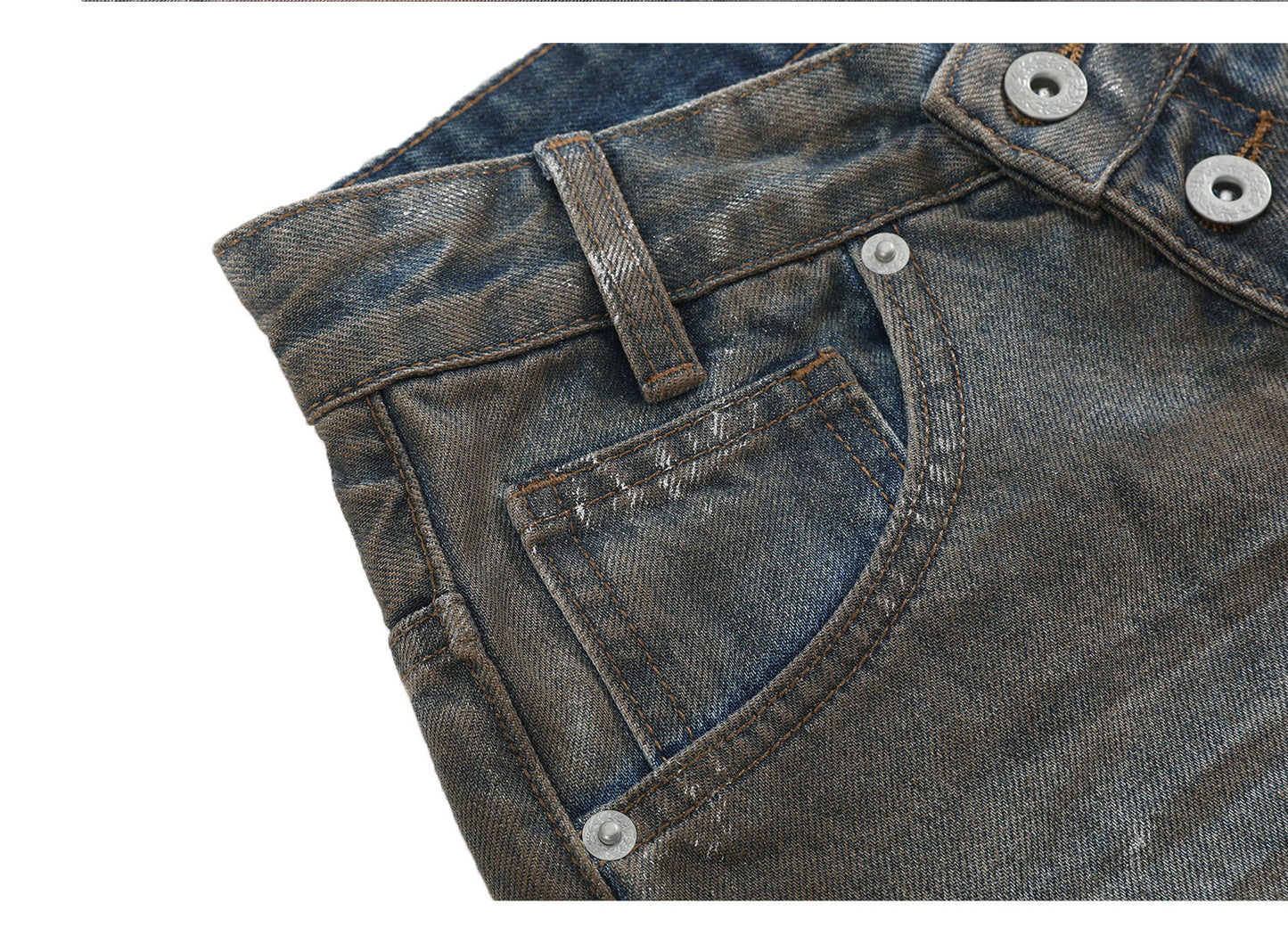 Brushed silver dirty blue washed jeans