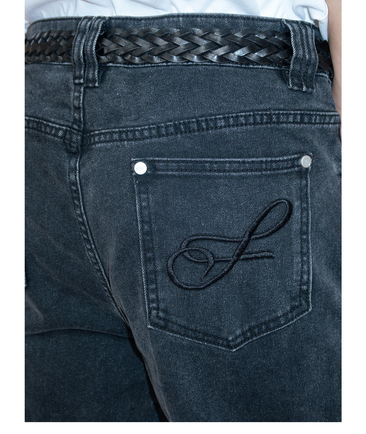 Washed Embroidered Bootcut Jeans