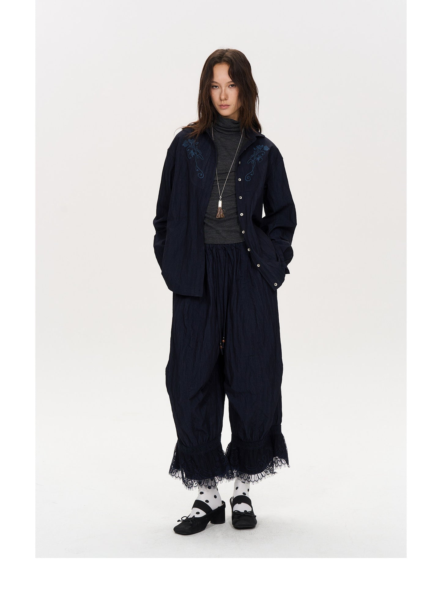 Beware Lace paneled cropped balloon pants