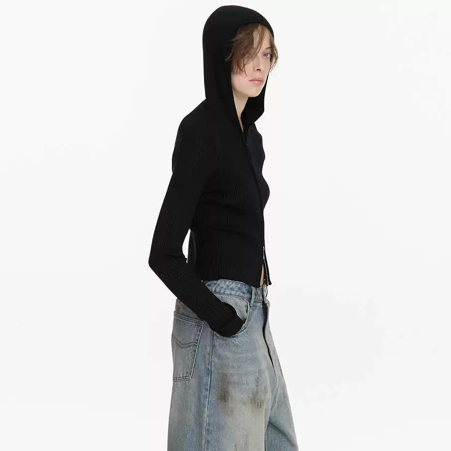 Basic Knitted Zip Hoodie