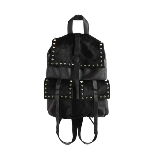 Rivet vintage punk leather backpack