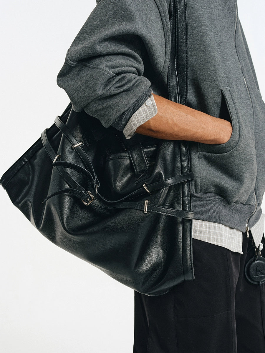 LIMPIDOCULUS TEXTURED PU LEATHER SHOULDER BAG