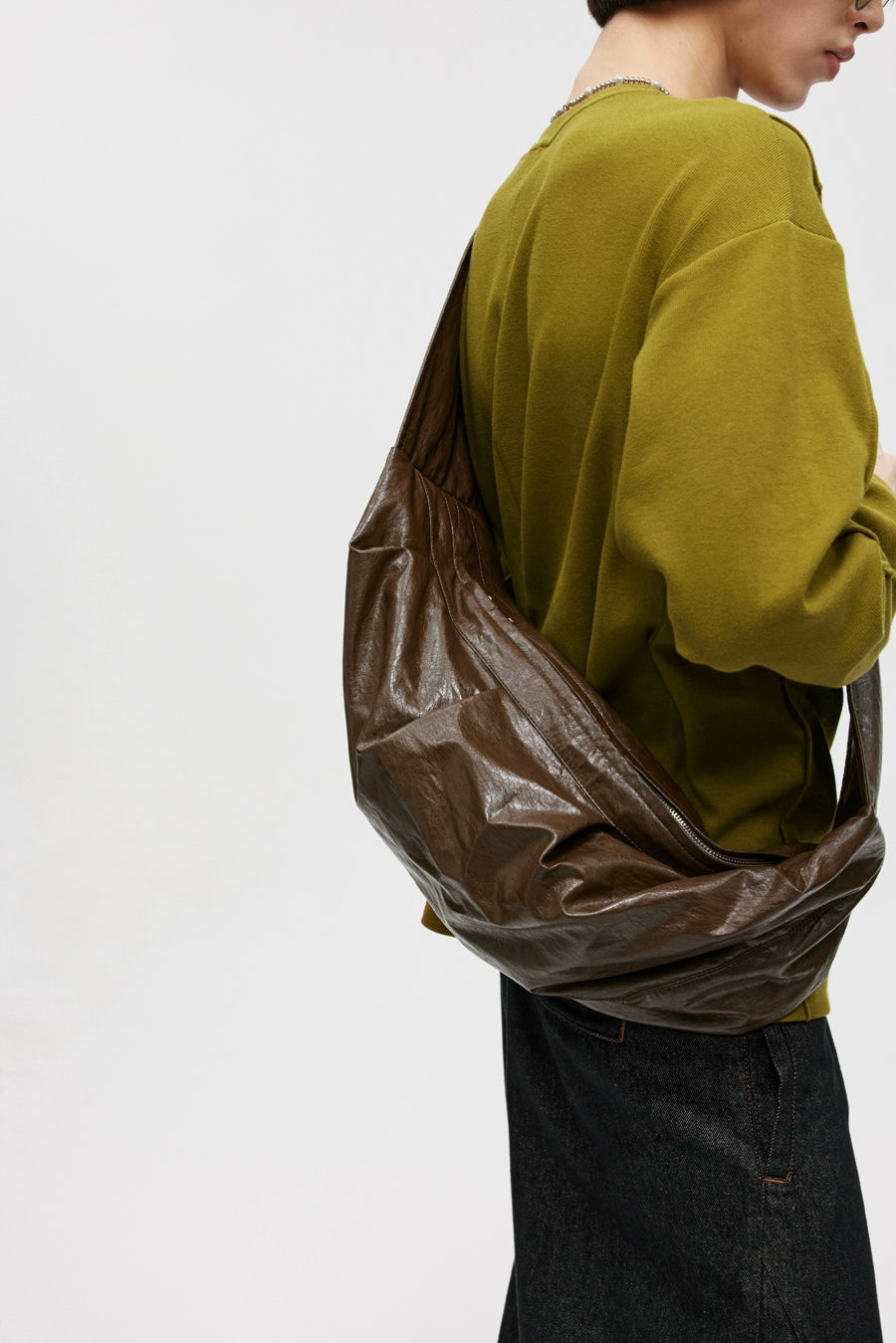 NATURAL TEXTURE LEATHER SHOULDER BAG