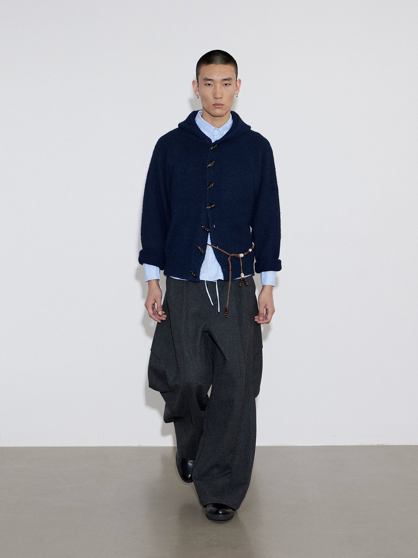 Washed Cowhide Square Toe Derby Shoes