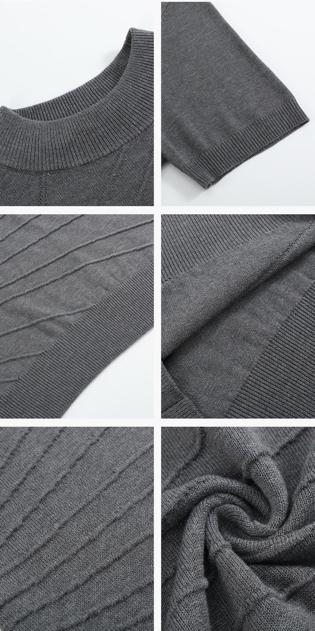 Sculptural Jacquard Mid Neck Short Sleeve Sweater