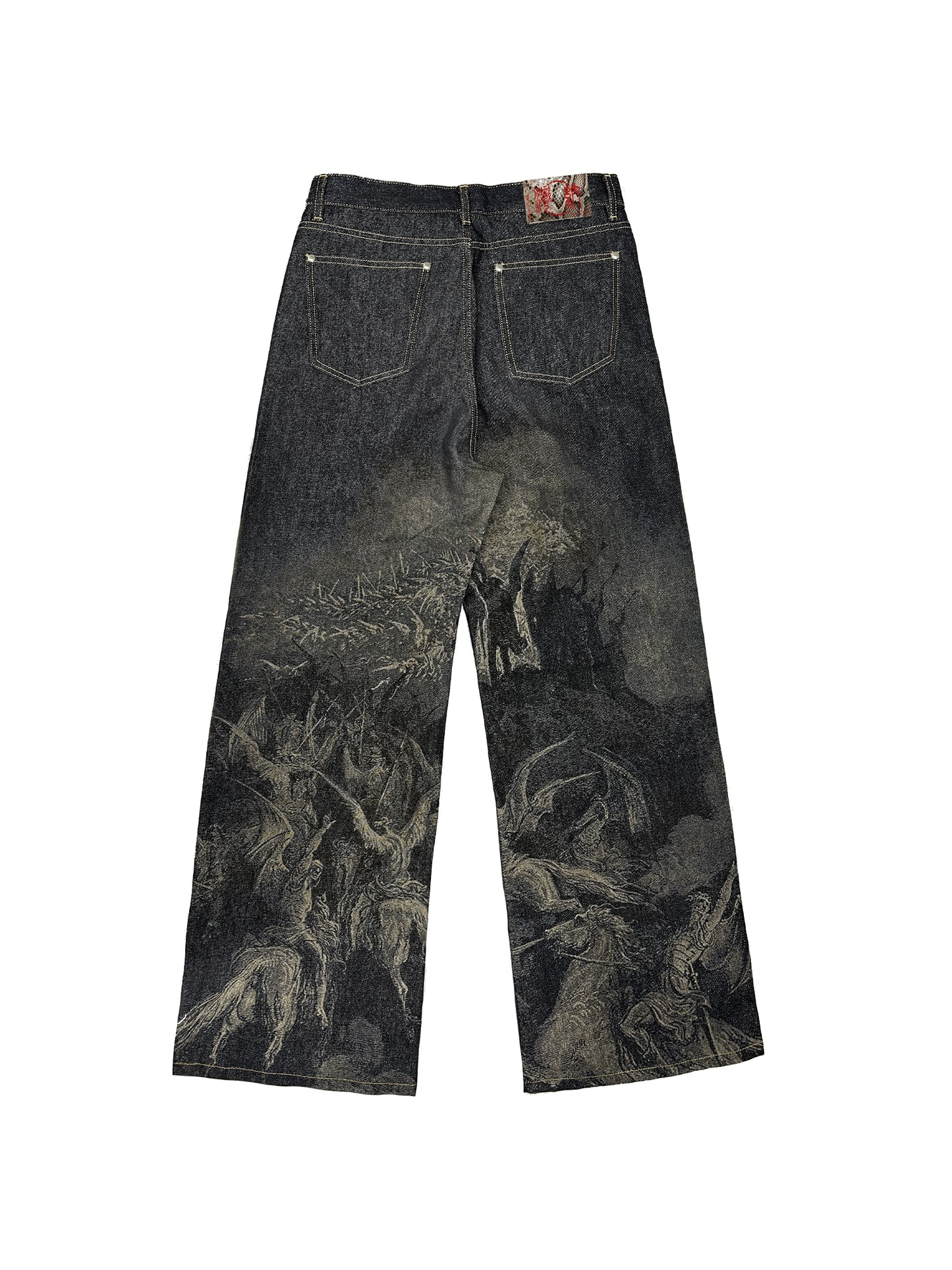 "Paradise Lost" Python Leather Label Baggy Jeans