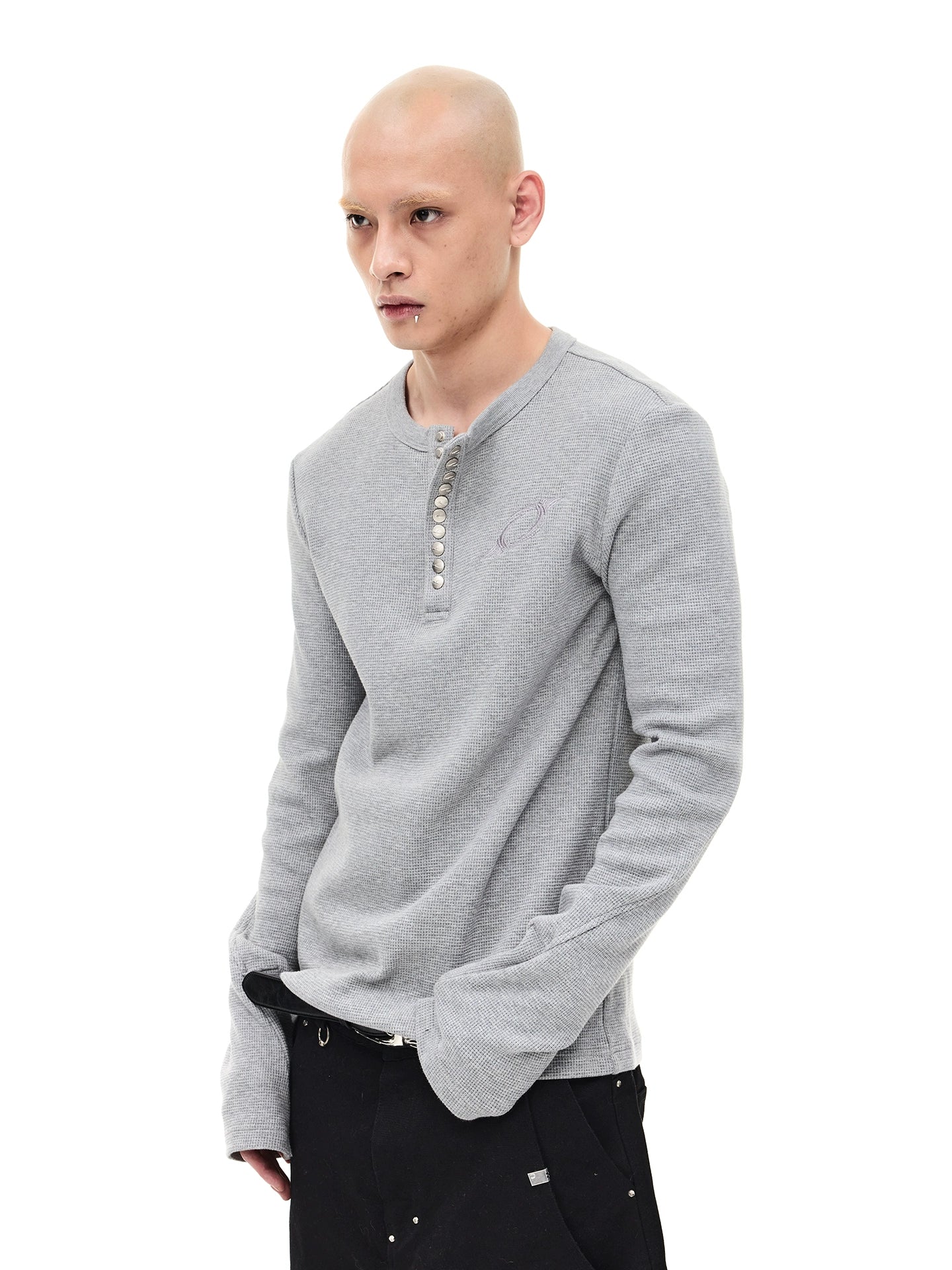 Waffle Henry Collar Long Sleeve T-Shirt