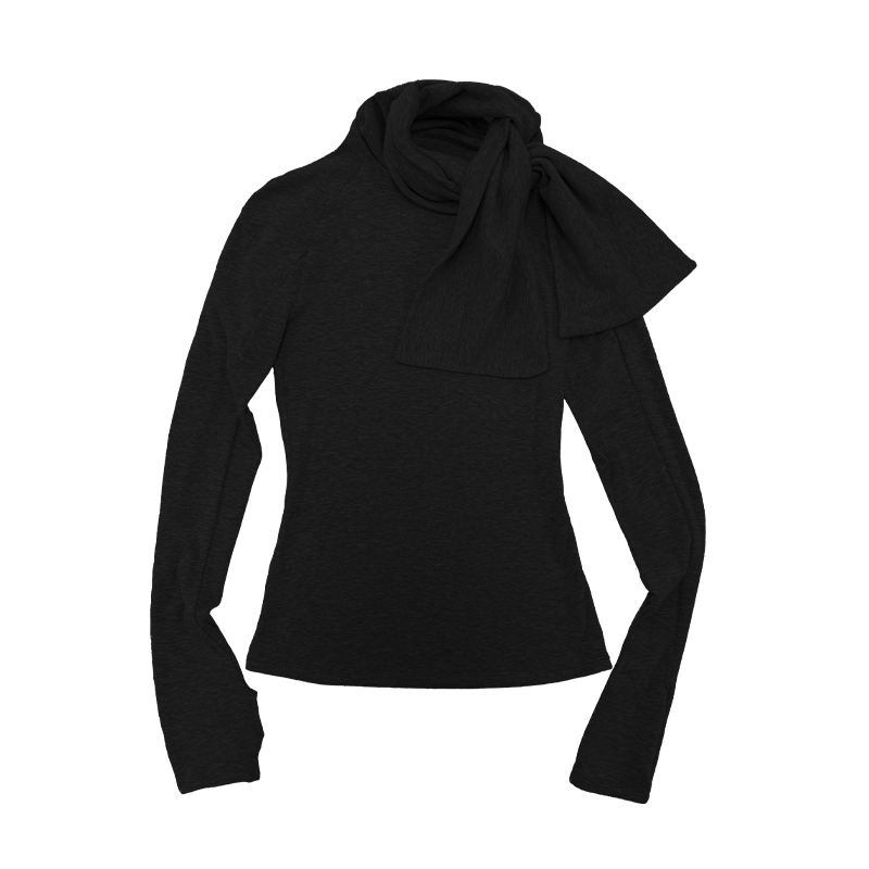 Scarf Neckline Lace-up T-shirt