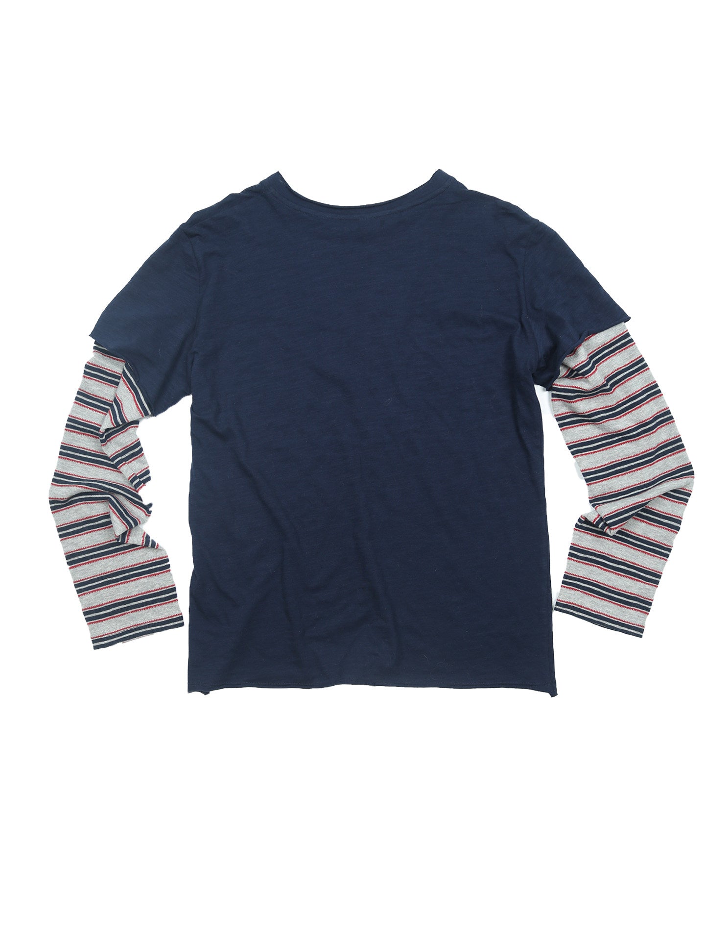 Stripe Stitching Fake Layered Long Sleeve T-Shirt