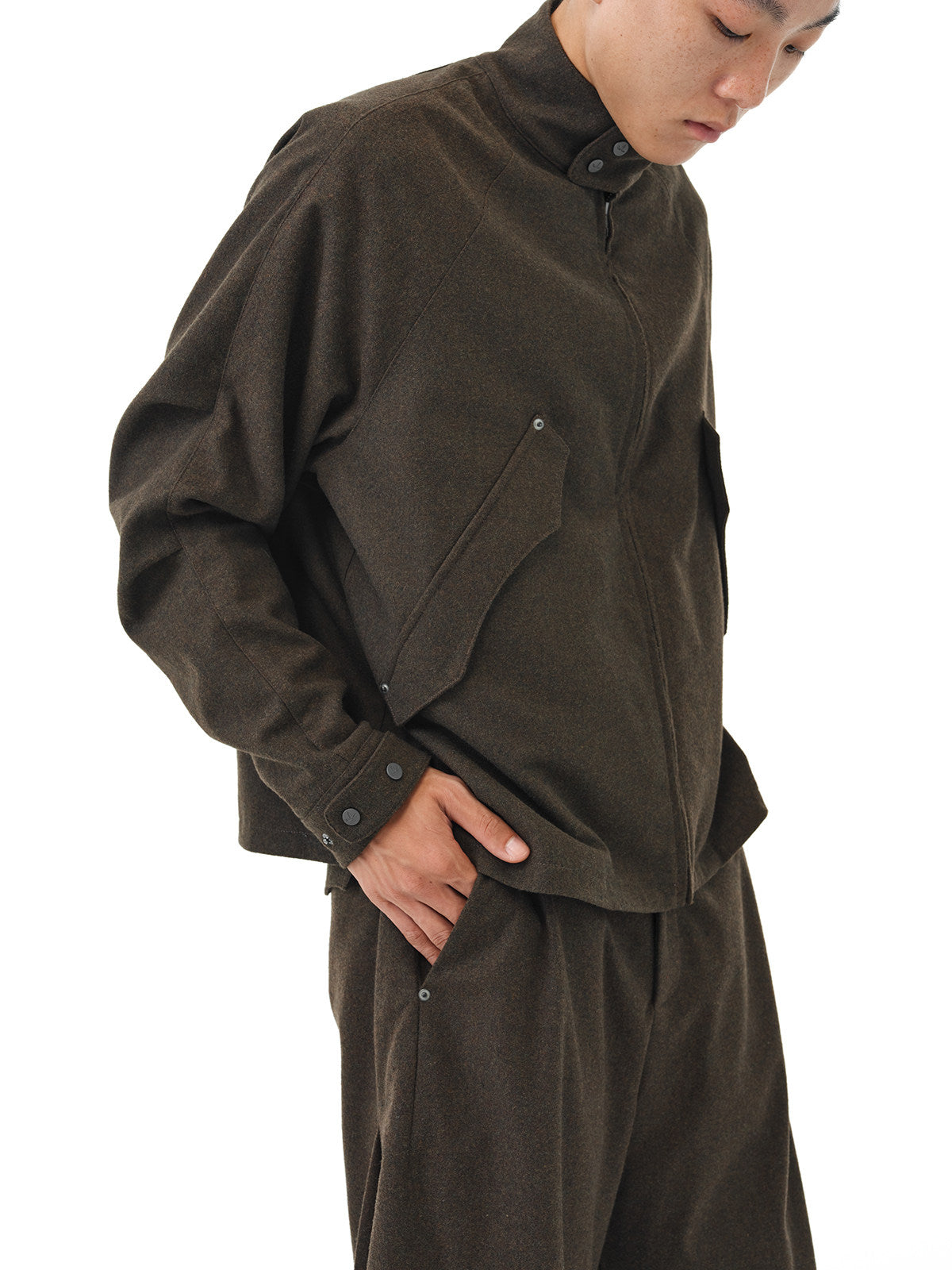 Wool soft high neck jacket