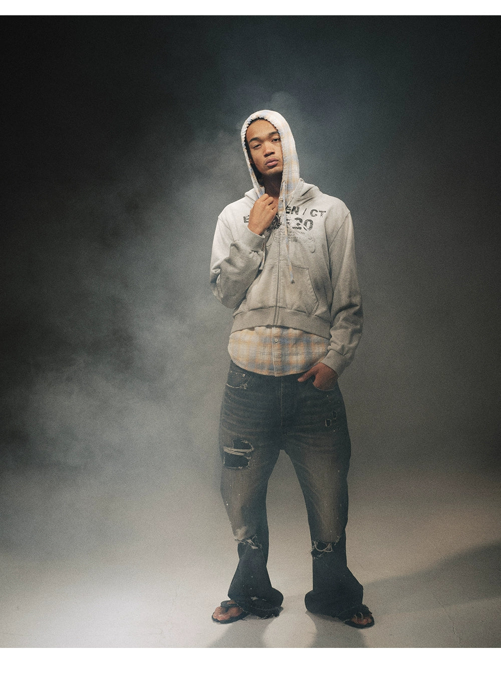 Dirty Wash Embroidery Hoodie