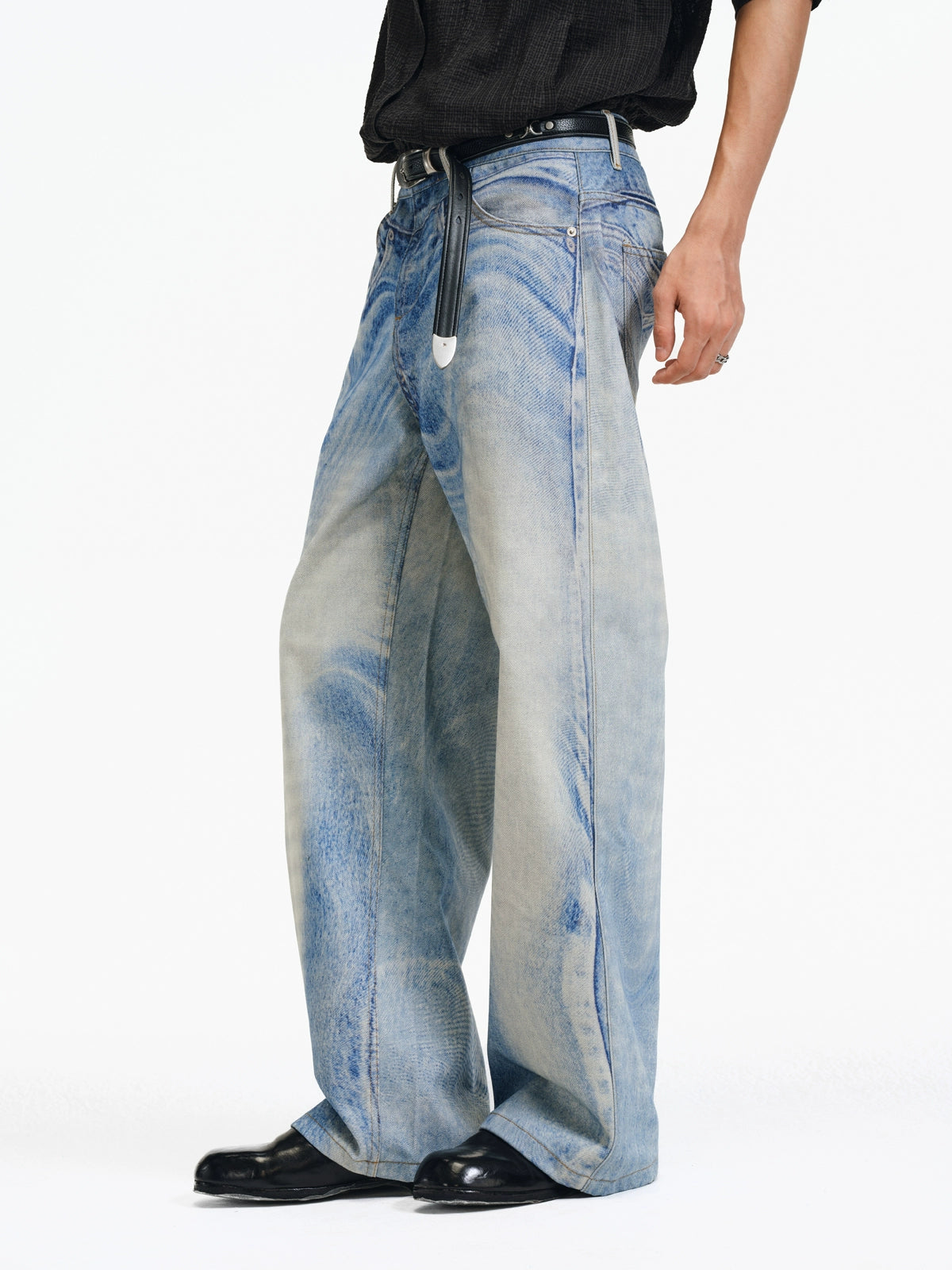 Digital Ink Print Wide Jeans