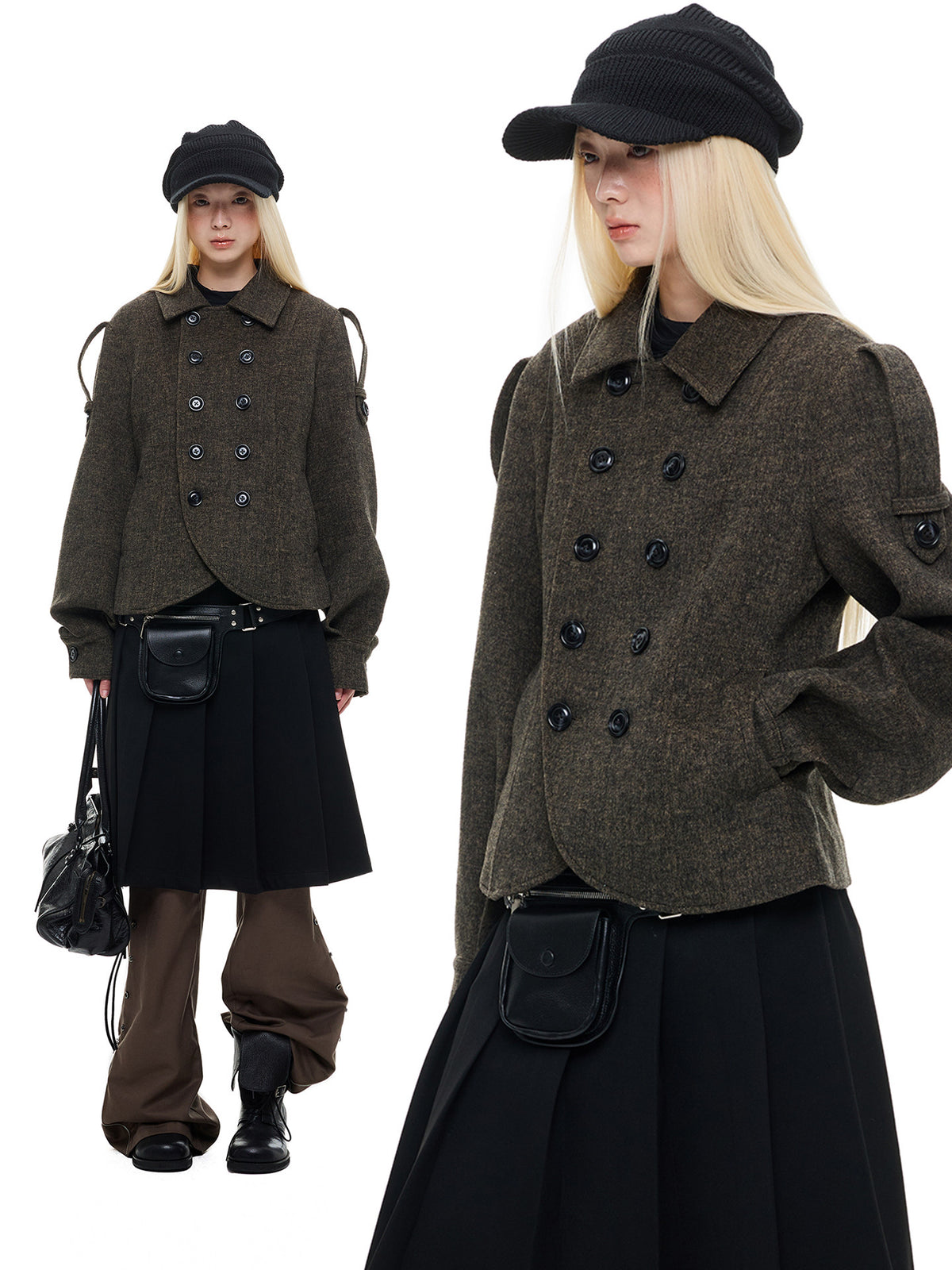 Double-Breasted Short Wool Jacket