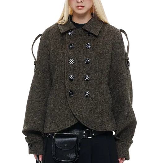 Double-Breasted Short Wool Jacket